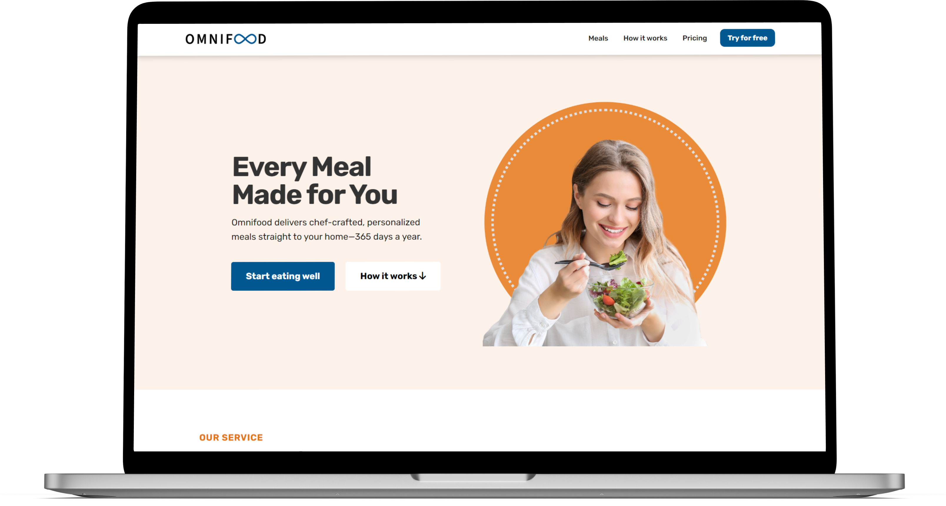 Homepage of Omnifood redesign